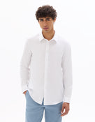 Regular Fit 100% Cotton Spread Collar Shirt - White
