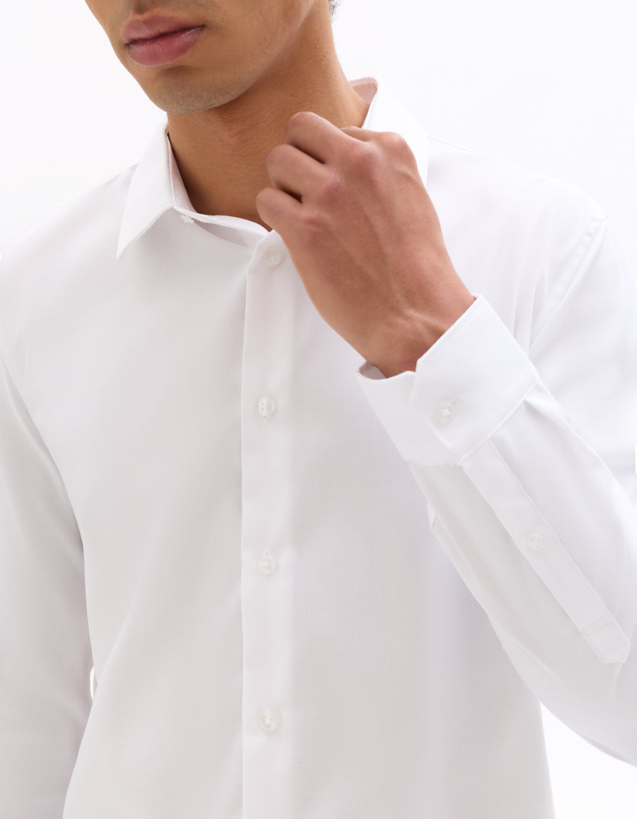 Regular Fit 100% Cotton Spread Collar Shirt - White