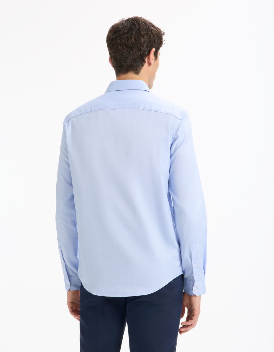 Regular Fit 100% Cotton Spread Collar Shirt - Sky Blue