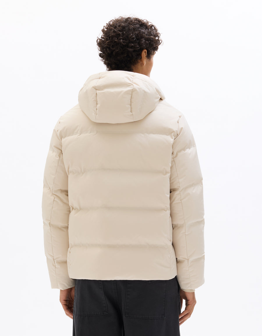 Regular Fit 100% Polyester Solid Hooded Jackets - Beige