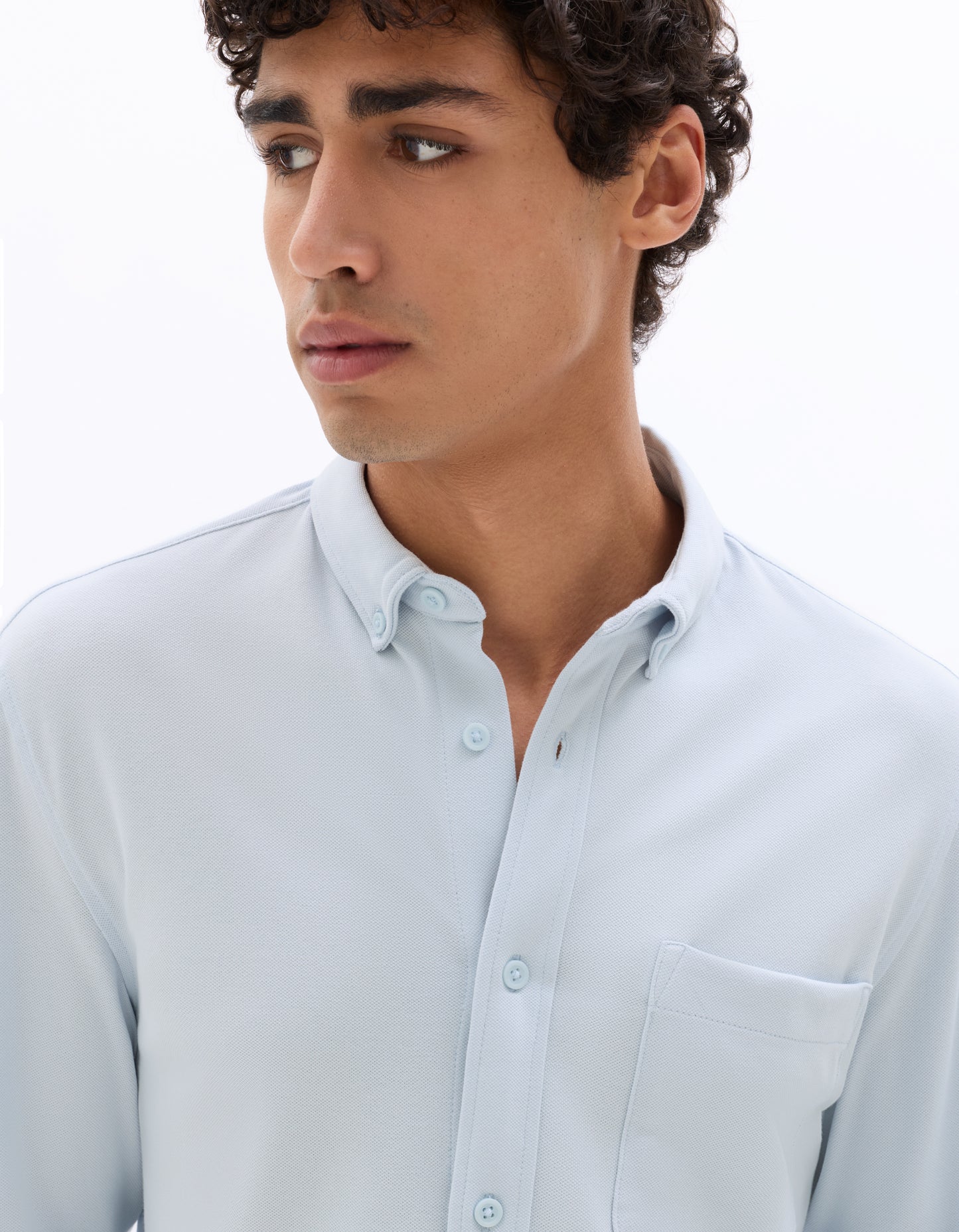 Celio* Solid Regular Fit Cotton-Blend Blue Shirts