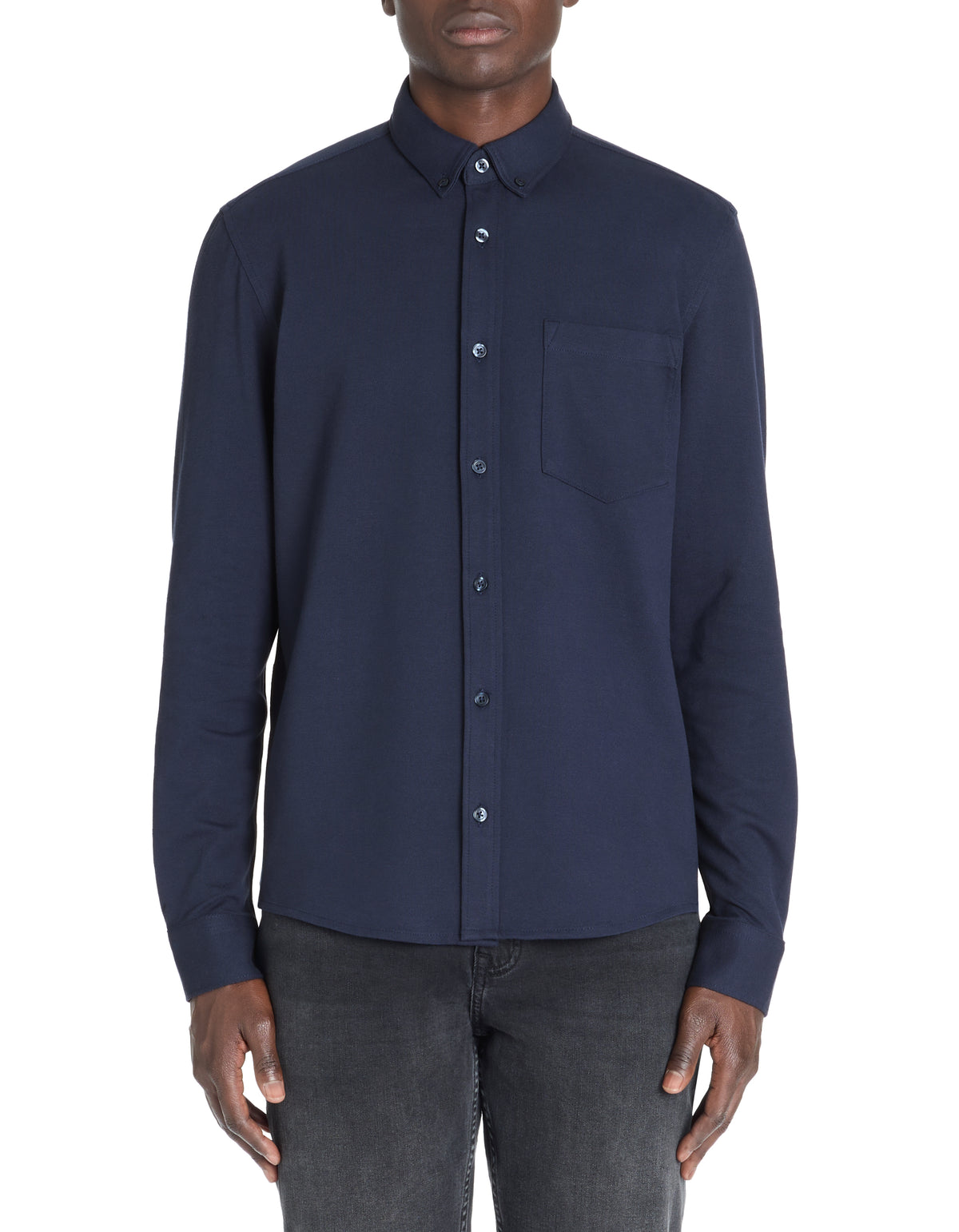Regular Fit 100% Cotton Spread Collar Shirt - Navy Blue
