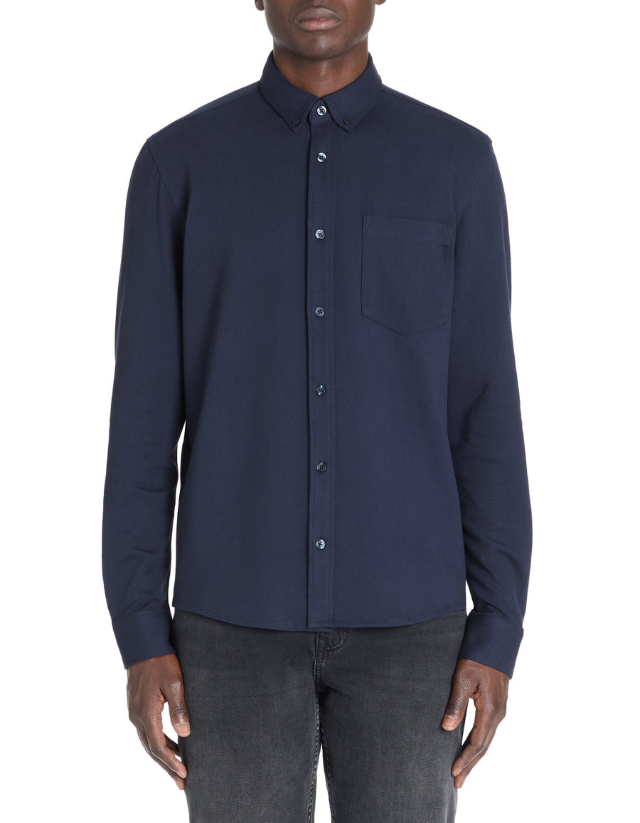 Regular Fit 100% Cotton Spread Collar Shirt - Navy Blue