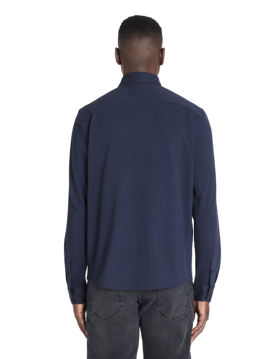 Regular Fit 100% Cotton Spread Collar Shirt - Navy Blue