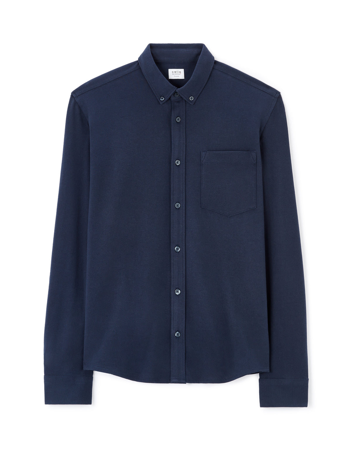 Regular Fit 100% Cotton Spread Collar Shirt - Navy Blue