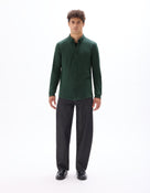 Regular Fit Stretch Cotton Button Down Collar Shirt - Green