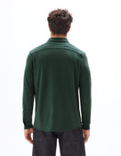 Regular Fit Stretch Cotton Button Down Collar Shirt - Green