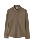 Regular Fit Stretch Cotton Button Down Collar Shirt - Brown