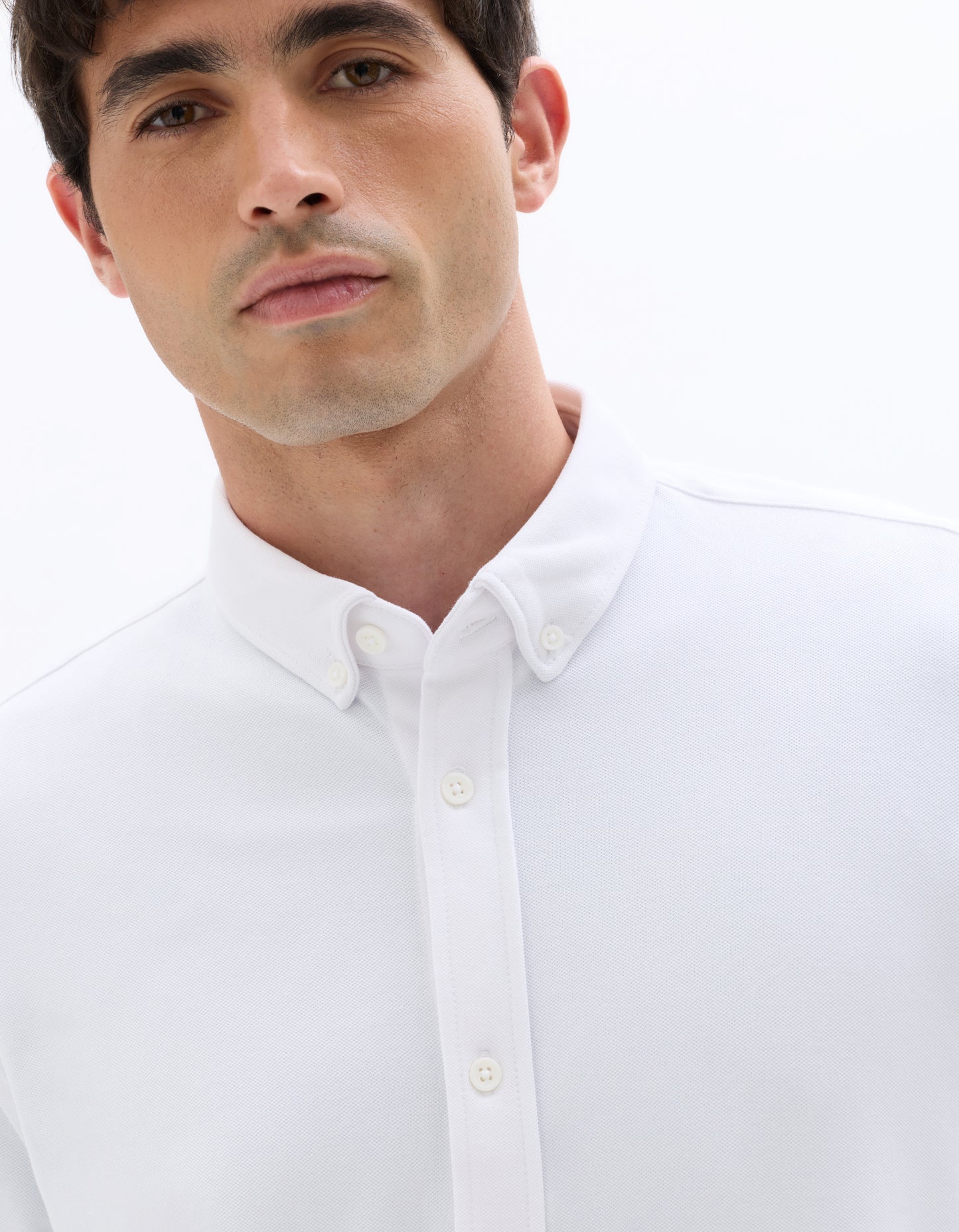 Celio* Solid Regular Fit Cotton-Blend Off White Shirt