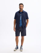 Regular Fit Cotton Blend Spread Collar Shirt - Navy Blue