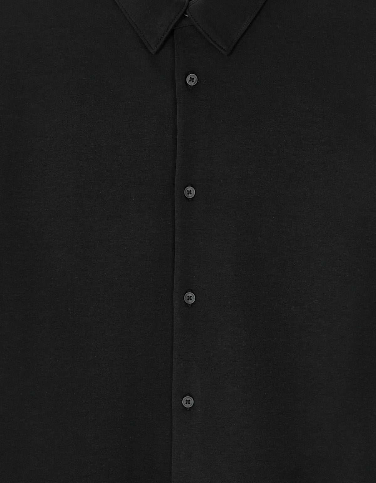 Regular Fit Cotton Blend Spread Collar Shirt - Black