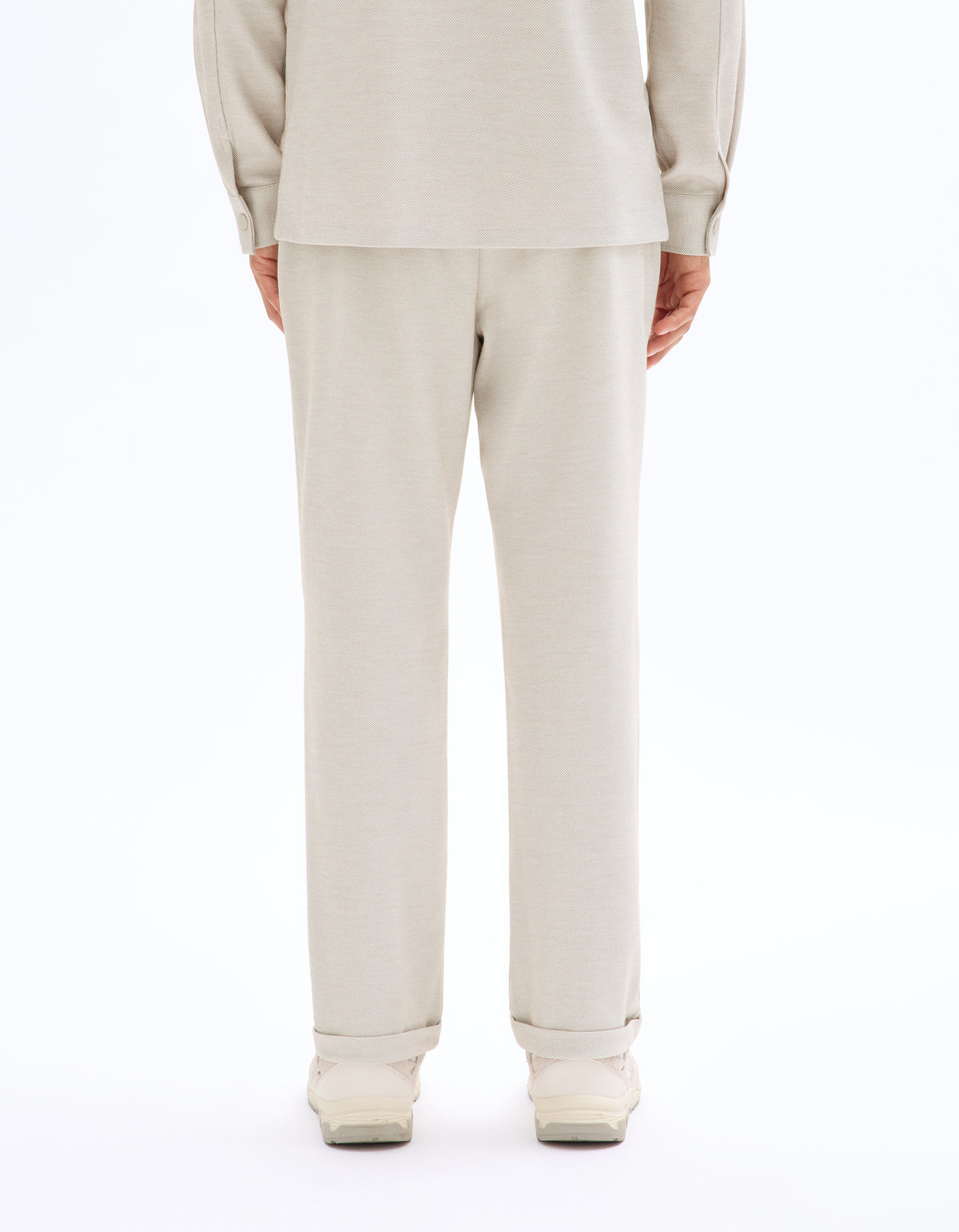 Slim Fit Stretch Cotton Trousers - Beige