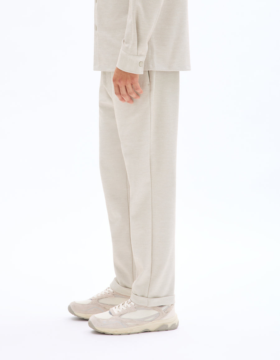 Slim Fit Stretch Cotton Trousers - Beige