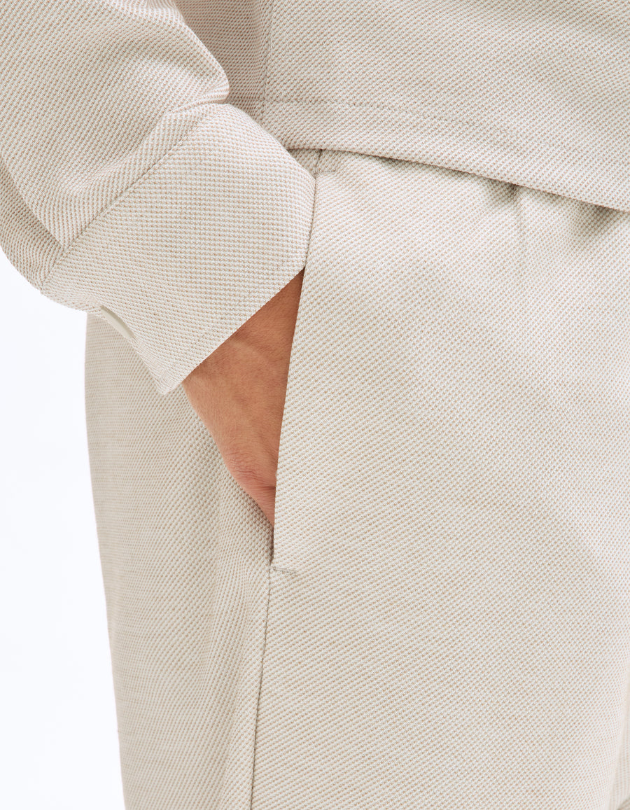 Slim Fit Stretch Cotton Trousers - Beige