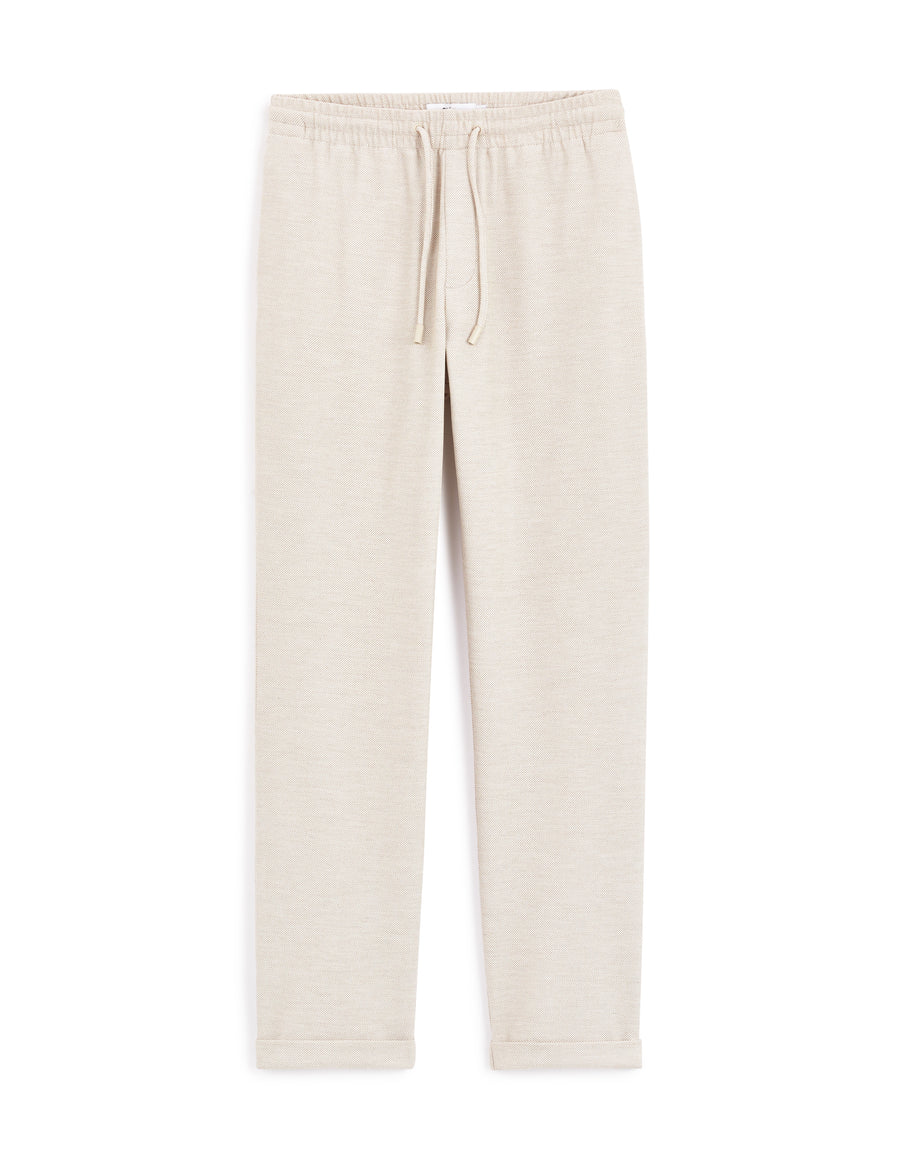 Slim Fit Stretch Cotton Trousers - Beige