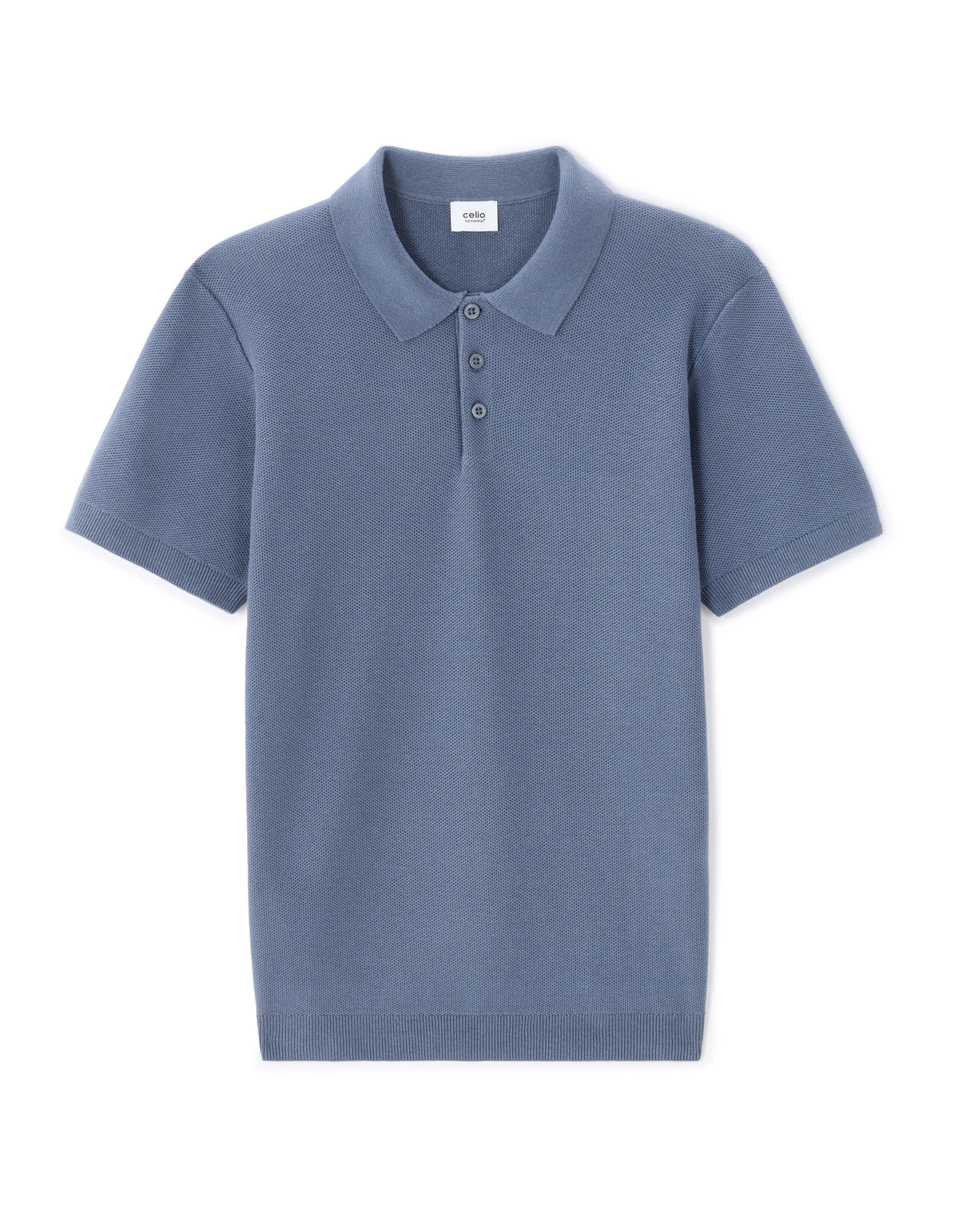 Slim Fit 100% Cotton Textured T-Shirt - Blue