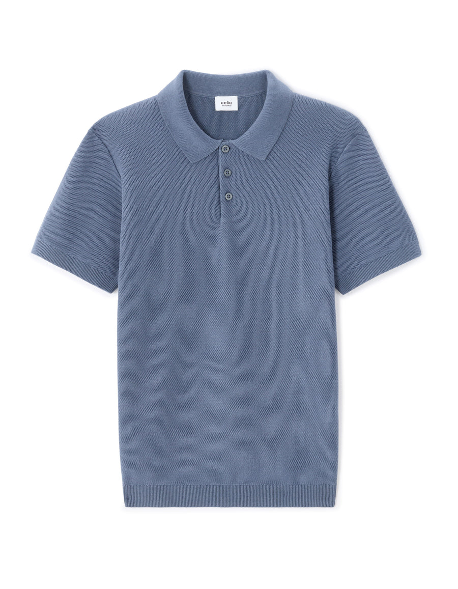 Slim Fit 100% Cotton Textured T-Shirt - Blue
