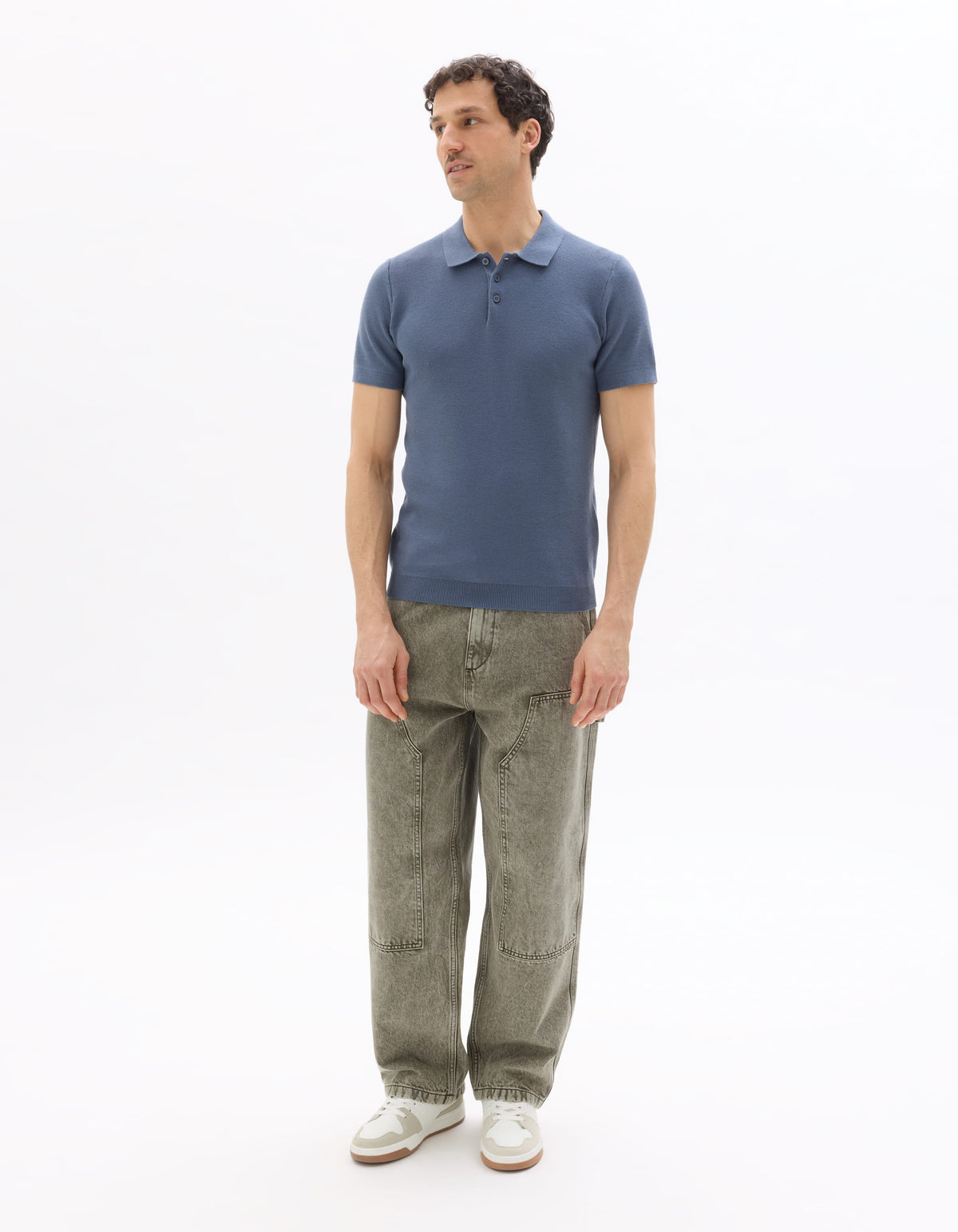 Slim Fit 100% Cotton Textured T-Shirt - Blue