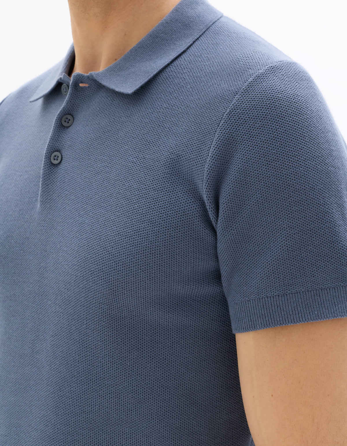 Slim Fit 100% Cotton Textured T-Shirt - Blue