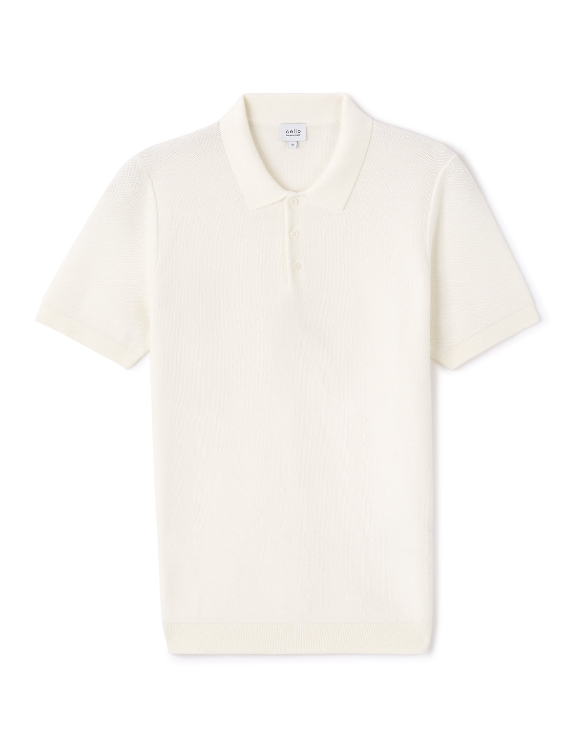 Slim Fit 100% Cotton Textured Polo Collar T-Shirt - Beige