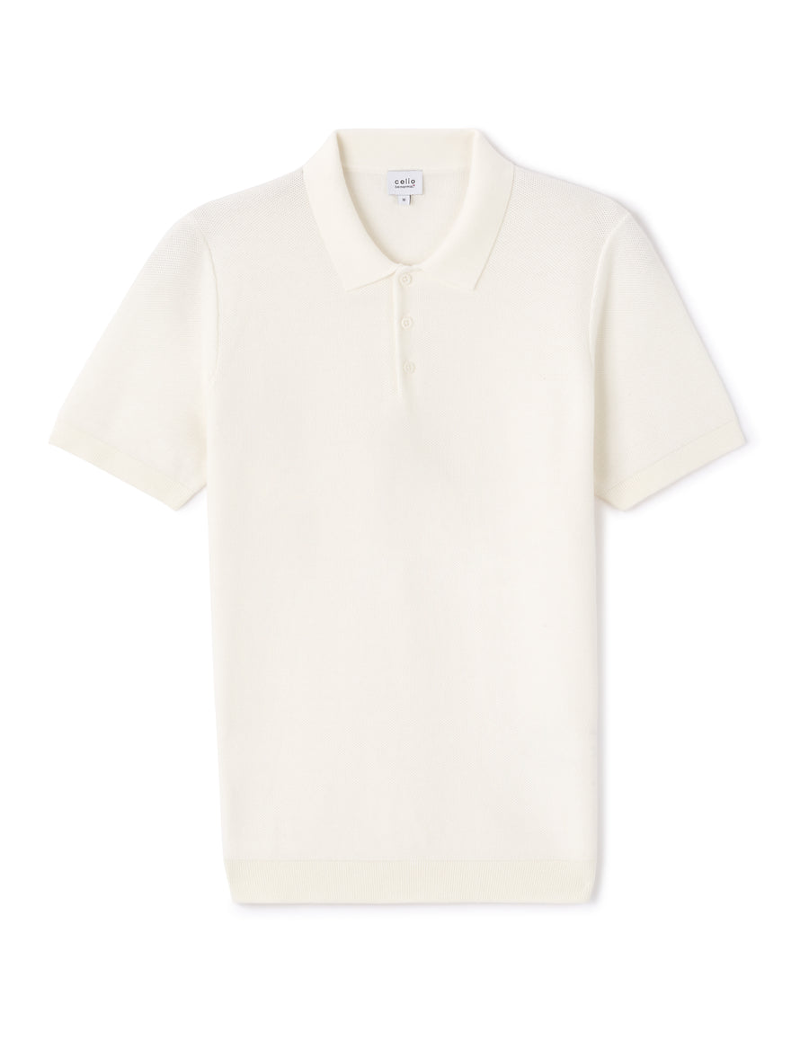 Slim Fit 100% Cotton Textured Polo Collar T-Shirt - Beige