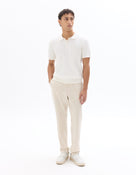 Slim Fit 100% Cotton Textured Polo Collar T-Shirt - Beige