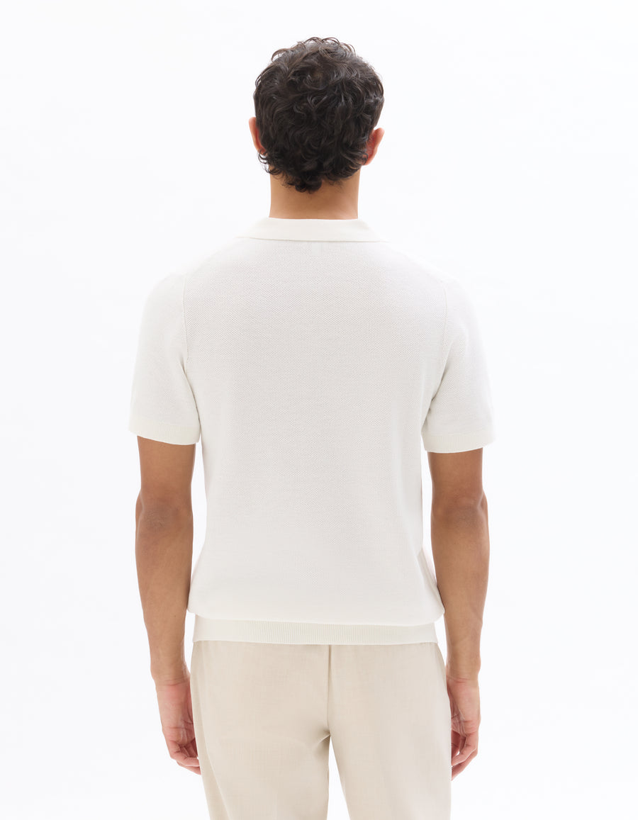 Slim Fit 100% Cotton Textured Polo Collar T-Shirt - Beige