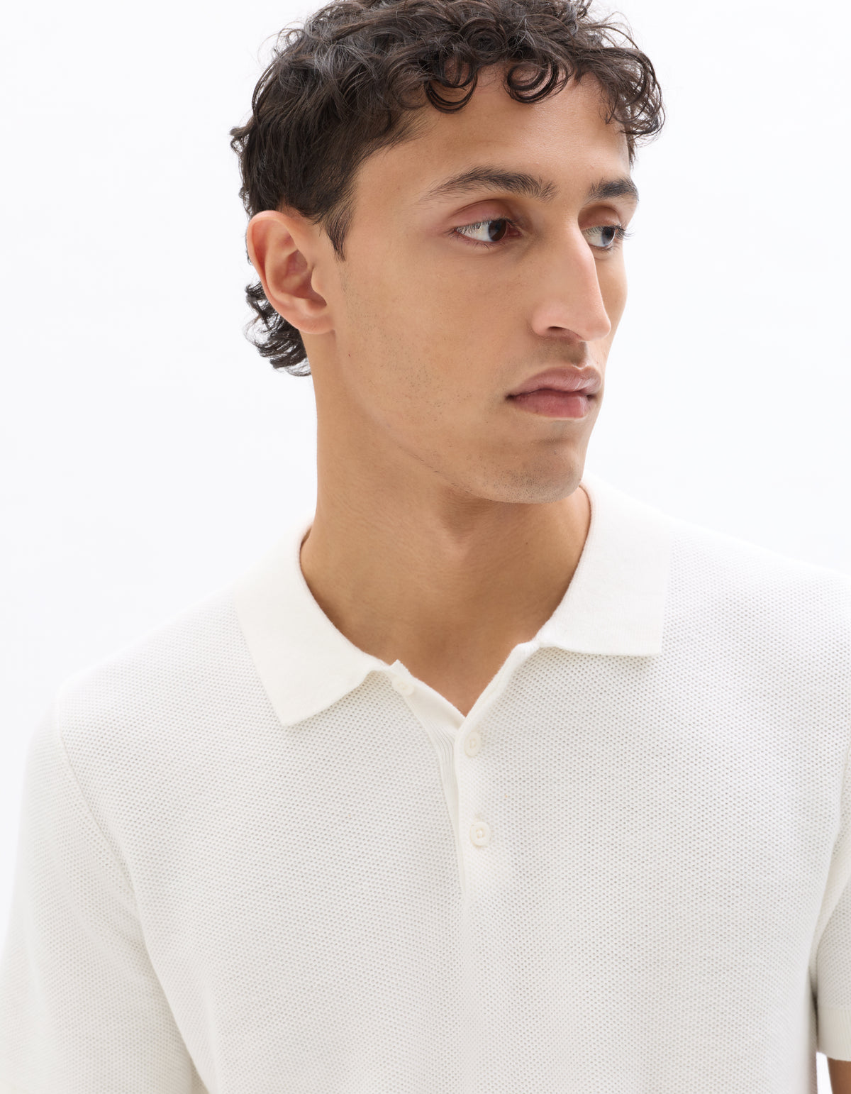 Slim Fit 100% Cotton Textured Polo Collar T-Shirt - Beige