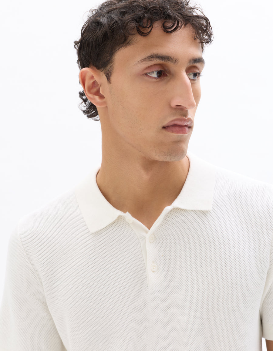 Slim Fit 100% Cotton Textured Polo Collar T-Shirt - Beige