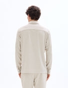 Overshirt Fit Stretch Cotton Spread Collar Shirt - Beige