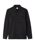 Oversized Fit Stretch Cotton Spread Collar Shirt - Black