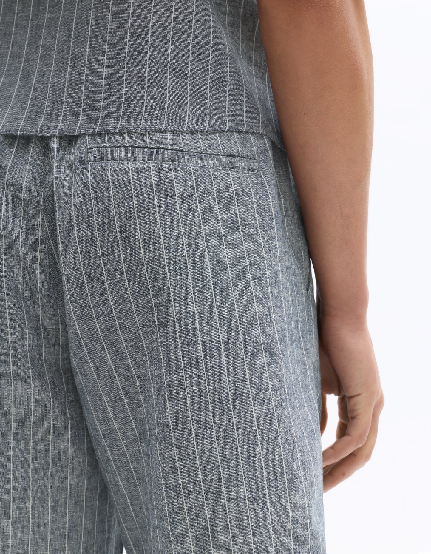 Celio Mens Grey Yarn Dyed Bermuda Linen Blend Bermuda