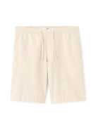 Regular Fit Cotton Linen Yarn Dyed Shorts - Natural