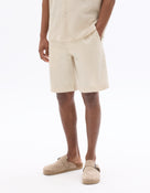 Regular Fit Cotton Linen Yarn Dyed Shorts - Natural