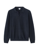 Regular Fit 100% Cotton Polo Collar Sweater - Navy Blue