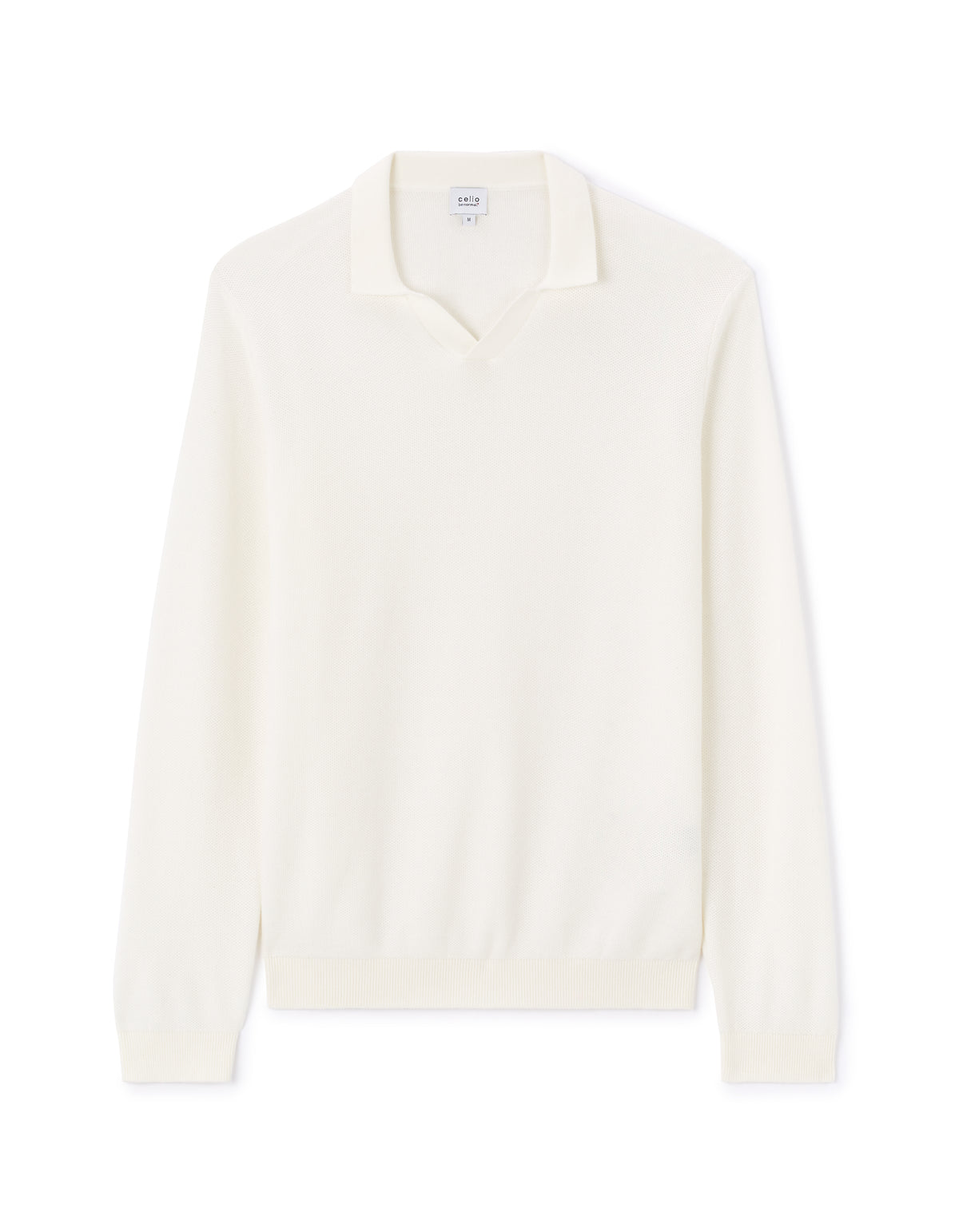 Regular Fit 100% Cotton Polo Collar Sweater - Off White