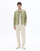 Straight Fit Cotton Linen Striped Trousers - Natural
