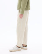 Straight Fit Cotton Linen Striped Trousers - Natural
