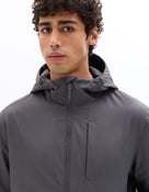 Regular Fit 100% Polyester Solid Hooded Jackets - Grey