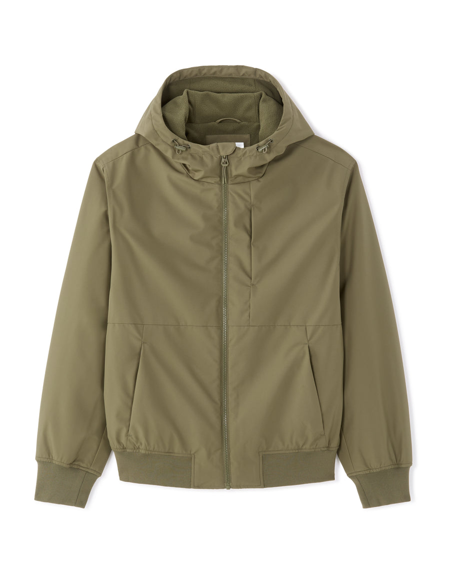 Regular Fit 100% Polyester Hooded Jacket - Khaki