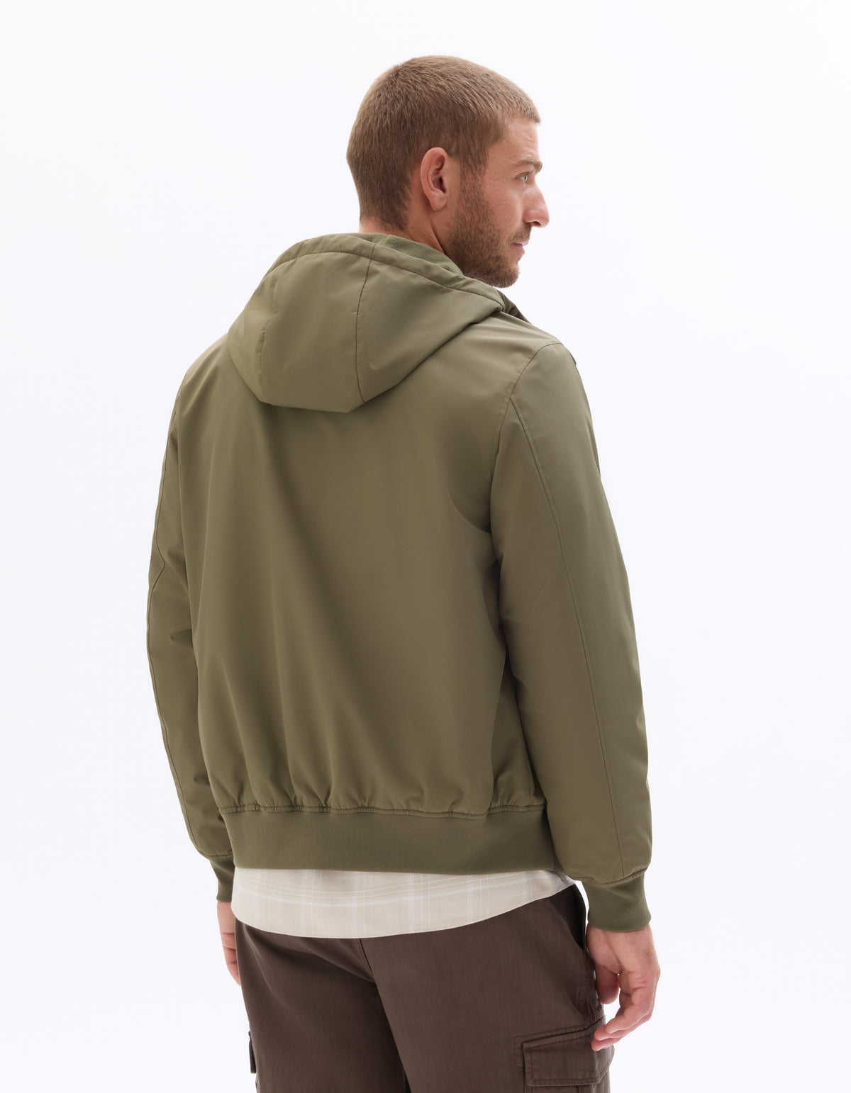 Regular Fit 100% Polyester Hooded Jacket - Khaki