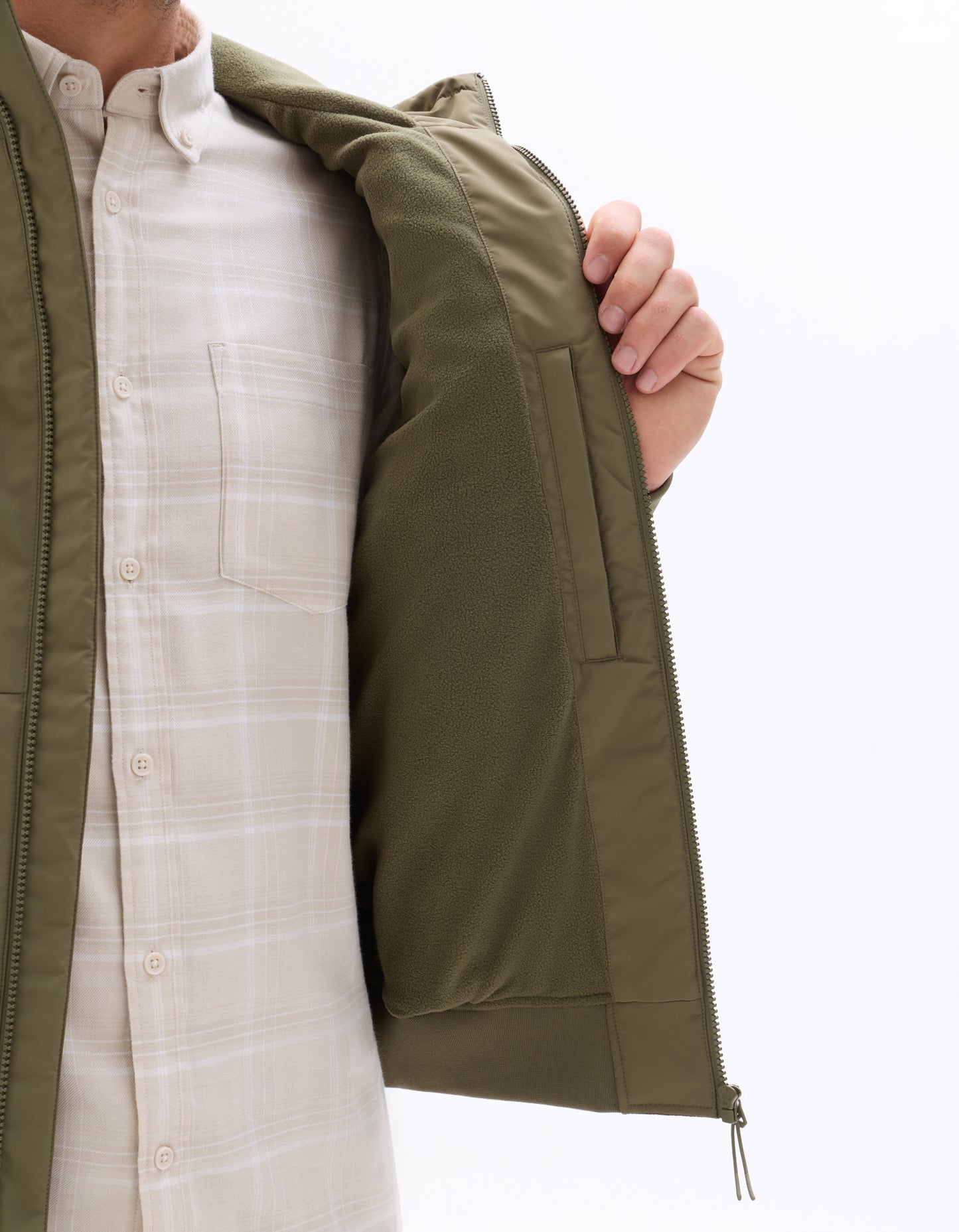 Regular Fit 100% Polyester Hooded Jacket - Khaki