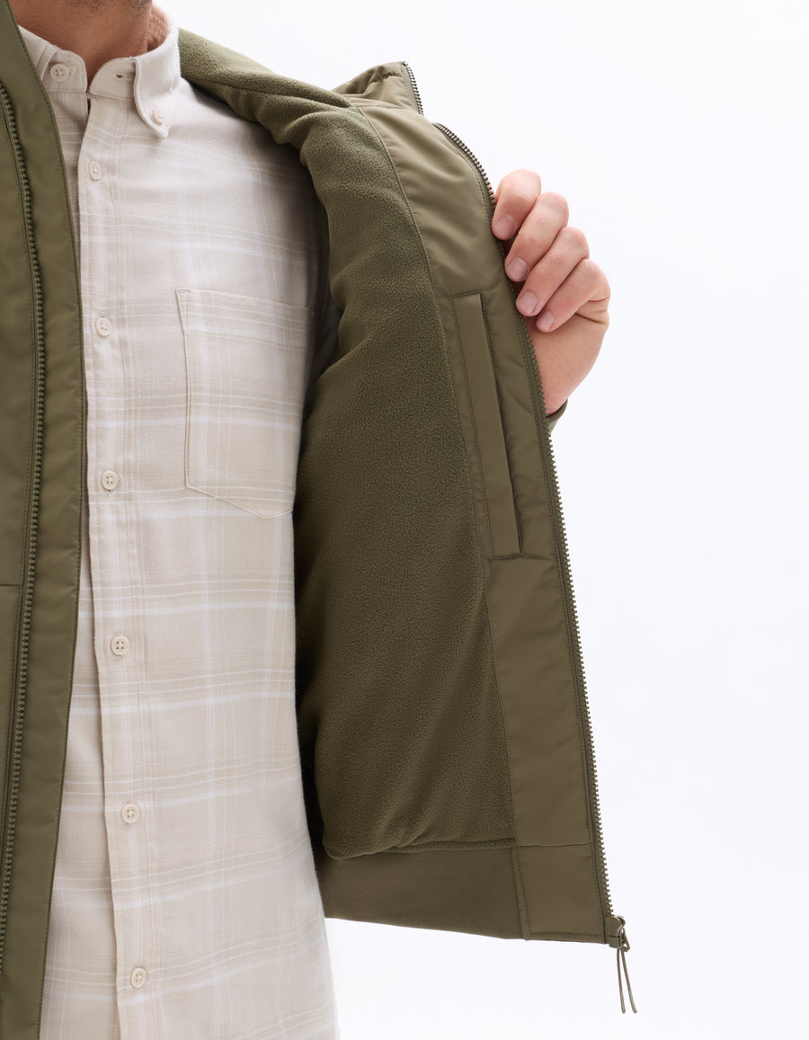 Regular Fit 100% Polyester Hooded Jacket - Khaki