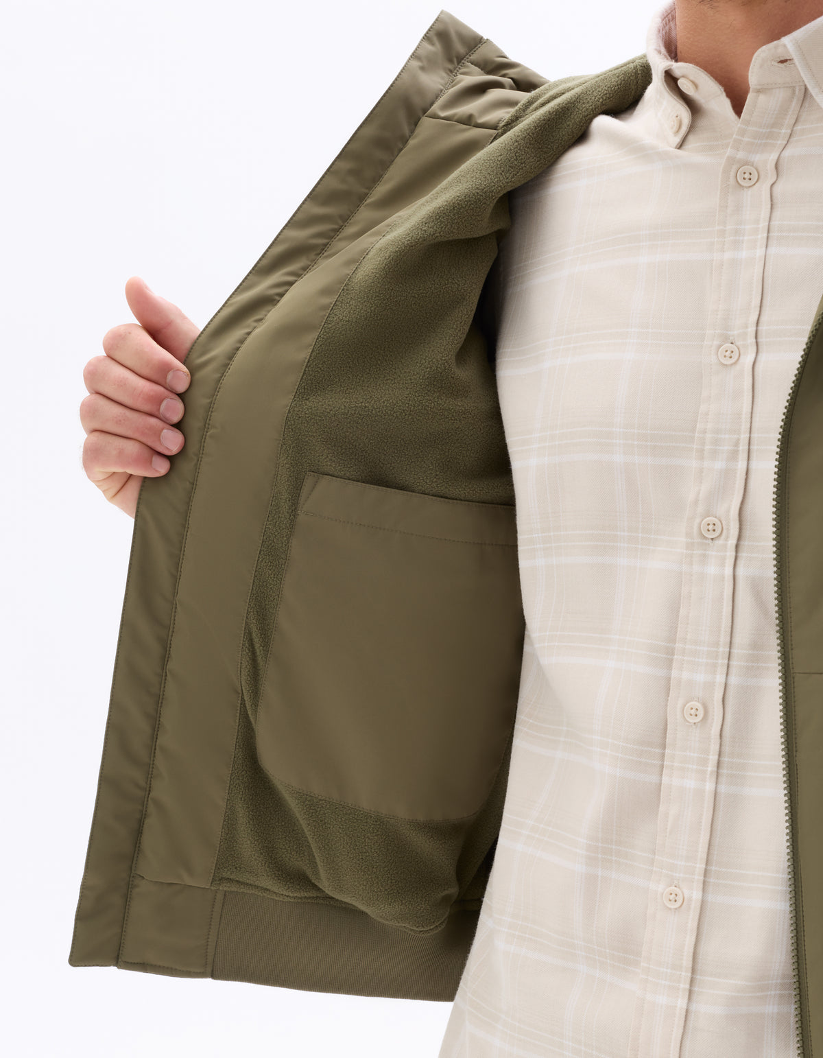 Regular Fit 100% Polyester Hooded Jacket - Khaki
