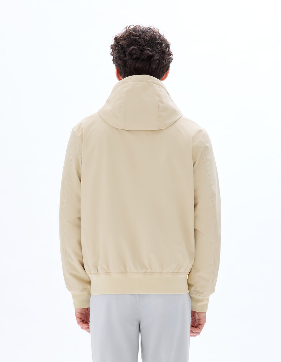 Regular Fit 100% Polyester Hooded Jacket - Beige