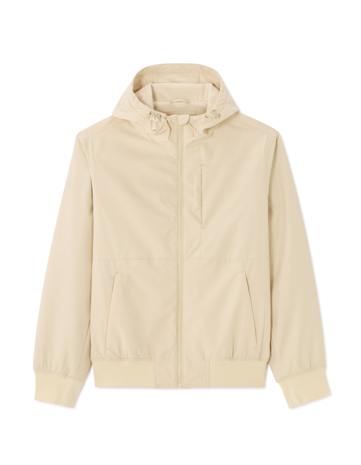 Regular Fit 100% Polyester Hooded Jacket - Beige