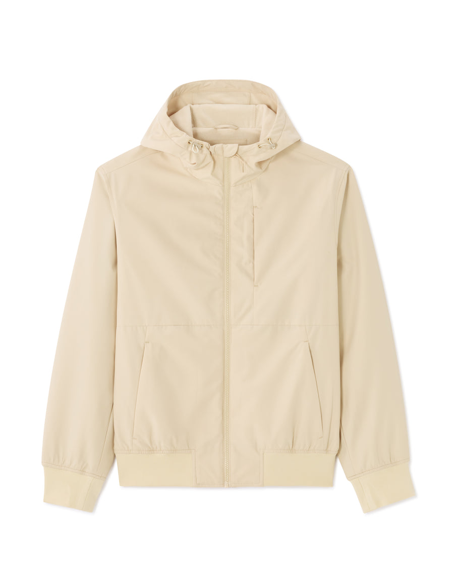 Regular Fit 100% Polyester Hooded Jacket - Beige