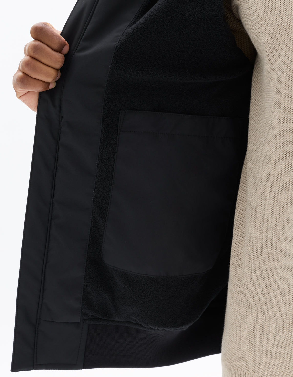 Regular Fit 100% Polyester Hooded Jacket - Black