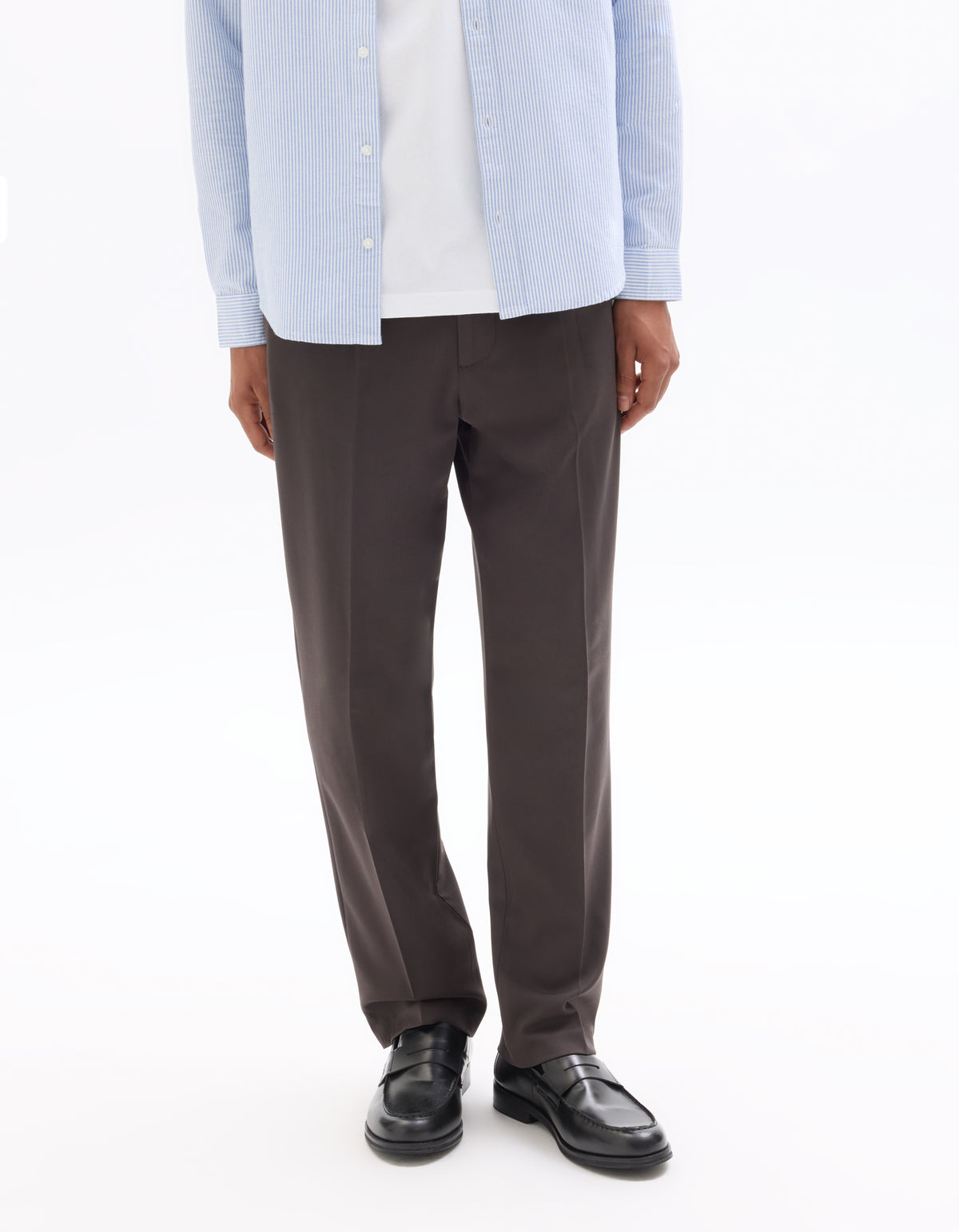 Loose Fit Poly Blend Solid Casual Trouser - Brown