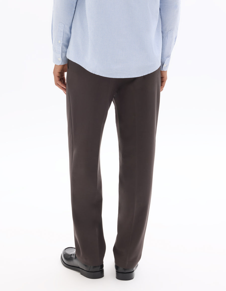 Loose Fit Poly Blend Solid Casual Trouser - Brown